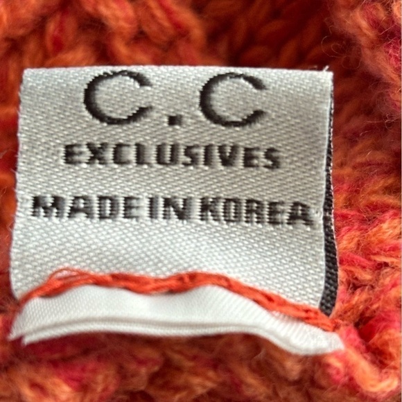 C.C. Winter Chunky Hat Peach Pink Orange - Picture 3 of 5